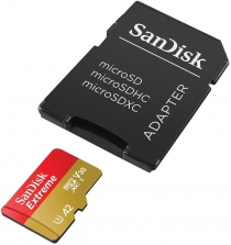 Карта памяти SanDisk microSD  128GB C10 UHS-I U3 R190/W90MB/s Extreme V30 + SD SDSQXAA-128G-GN6MA