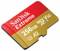 Карта памяти SanDisk microSD  256GB C10 UHS-I U3 R190/W130MB/s Extreme V30 + SD SDSQXAV-256G-GN6MA