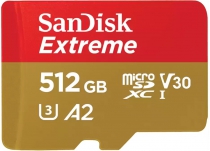 Карта памяти SanDisk microSD  512GB C10 UHS-I U3 R190/W130MB/s Extreme V30 SDSQXAV-512G-GN6MN