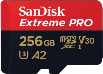 Карта памяти SanDisk microSD  256GB C10 UHS-I U3 R200/W140MB/s Extreme Pro V30 + SD SDSQXCD-256G-GN6MA