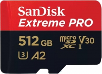 Карта памяти SanDisk microSD  512GB C10 UHS-I U3 R200/W140MB/s Extreme Pro V30 + SD SDSQXCD-512G-GN6MA