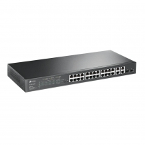 Коммутатор TP-LINK SL2428P 24xFE(24xPoE), 4xSFP, 250Вт, Неуправляемый