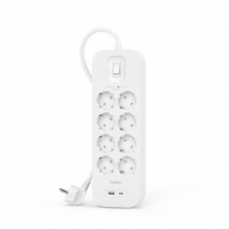 Удлинитель-фильтр сетевой Belkin 8хТип F, 3x1.5мм кв, 16А, USB-A/USB-C 18Вт, защитой от перенапряжения, 2м, белый SRB003VF2M-V2