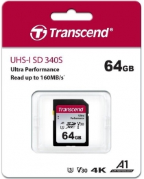 Карта пам'яті Transcend SD  64GB C10 UHS-I U3 R160/W50MB/s 4K TS64GSDC340S