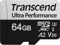 Карта пам'яті Transcend microSD  64GB C10 UHS-I U3 A2 R160/W80MB/s + SD TS64GUSD340S