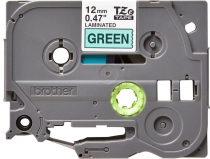 Термо-стрічка Brother 12mm ламінована, чорний на зеленому TZE731