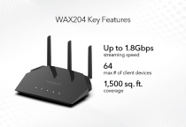 Точка доступу NETGEAR WAX204 AX1800 WiFi 6, 4xGE LAN, 1xGE WAN, 3х зовнішн. ант. WAX204-100EUS