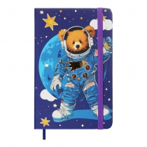 Книга записная BEAR на резинке, А6, 80 л., клетка., офсет крем., тв.лам.обл., синяя, KIDS LINE ZiBi ZB.116103