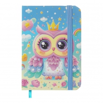 Книга записная OWL на резинке, А7, 80 л., ячейка, офсет крем., тв.лам.обл., голубая, KIDS LINE ZiBi ZB.117102