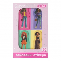 Закладки пластиковые SUPER GIRL с клейким слоем, 40x25 мм, 4 диз. по 20 л. ZiBi ZB.15300