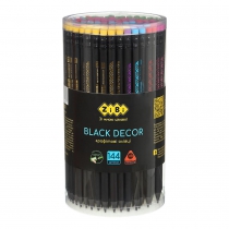 Олівець графітовий HB,  BLACK DECOR, пластиковий, триграний, з гумкою, туба - 144 шт ZiBi ZB.2321
