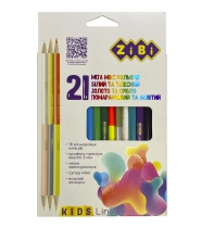 Олівці кольорові, 21 кол. (15 стандарт, 3 двосторон), тригранний, KIDS Line ZiBi ZB.2441