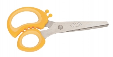 Ножницы детские 128мм, пластиковые ручки с резиновыми вставками ZiBi желтый ZB.5010-08