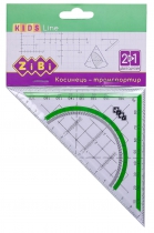 Косинець 2 в 1,140мм, 90°/45°, з салатовою смужкою, блістер, KIDS Line ZiBi ZB.5623-15