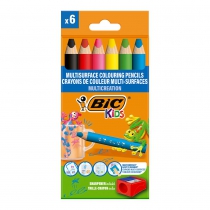 Карандаши цветные "Multisurface", 6 шт + стругачка BIC bc515220