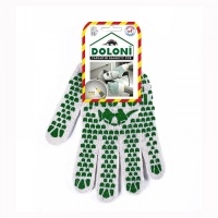 Перчатки трикотажные рабочие ЛАДОНИ, 547, белые с точкой, плотность 3 нити Doloni