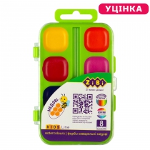 Краски аквар. 8 цв., пласт./корр. без/п, белая ZiBi pn-ZB.6542