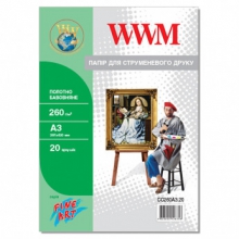 Полотно А3, 20л для друку на принтері WWM натуральний бавовняний, 260Г/м (CC260А3.20) w_CC260A3.20