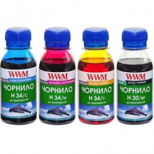 Комплект чорнила WWM H30 BP/C/M/Y для HP 4х100г (H30/34SET-2) пігментне/водорозчинне w_H30/34SET-2