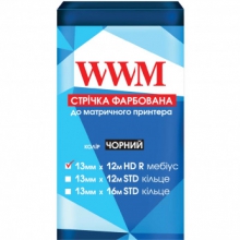 Стрічка фарбуюча WWM 13мм х 12м HD правий Refill Black (R13.12HR) w_R13.12HR