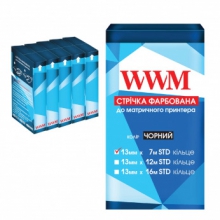 Стрічка фарбуюча WWM 13мм х 7м STD кільце Refill Black (R13.7S5) 5шт w_R13.7S5