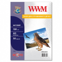 Фотопапір WWM матовий 100Г/м кв, А3, 50л (M100.А3.50) w_M100.A3.50