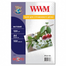 Фотобумага WWM матовая 120Г/м кв, А4, 100л (M120.100) w_M120.100