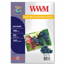 Фотопапір WWM матовий 180Г/м кв, А4, 100л (M180.100) w_M180.100