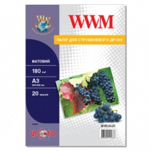Фотобумага WWM матовая 180Г/м кв, А3, 20л (M180.А3.20) w_M180.A3.20