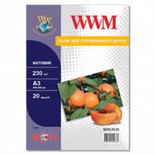 Фотопапір WWM матовий 230Г/м кв, А3, 20л (M230.A3.20) w_M230.A3.20
