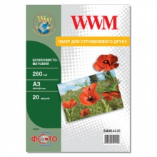 Фотобумага WWM шелковисто-матовая 260Г/м кв, А3, 20л (SM260.А3.20) w_SM260.A3.20